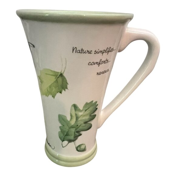 VTG Marjolein Bastin Tall Mug Green Leaves Natures Sketchbook Ceramic Mug 5.5 in - Picture 1 of 9